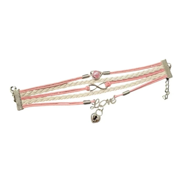 Love Infinity Locket Charm Faux Leather Multi-layered Bracelet - Picture 2 of 3